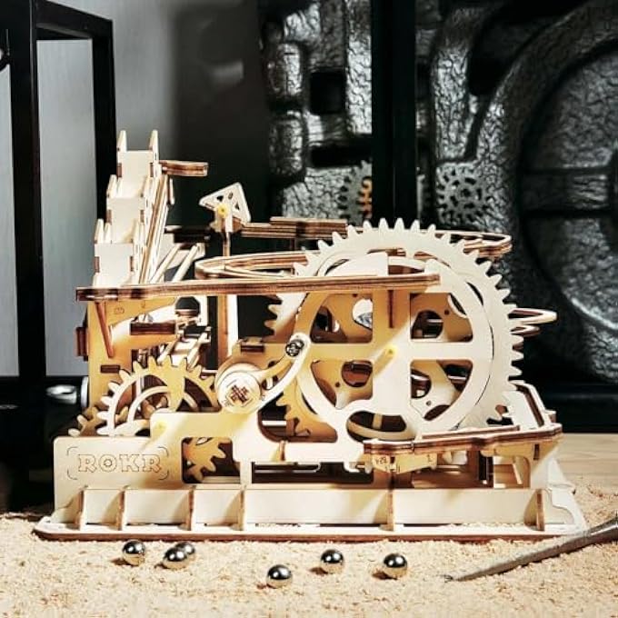 ROKR MARBLE RUN WOODEN MODEL KITS 3D PUZZLE MECHANICAL PUZZLES FOR TEENS AND ADULTS(WATERWHEEL COASTER) - Image 3